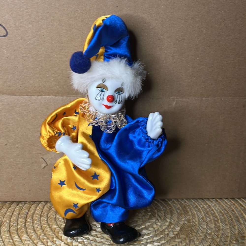 Vintage Ceramic Face Clown Doll Size In Height 9.5”